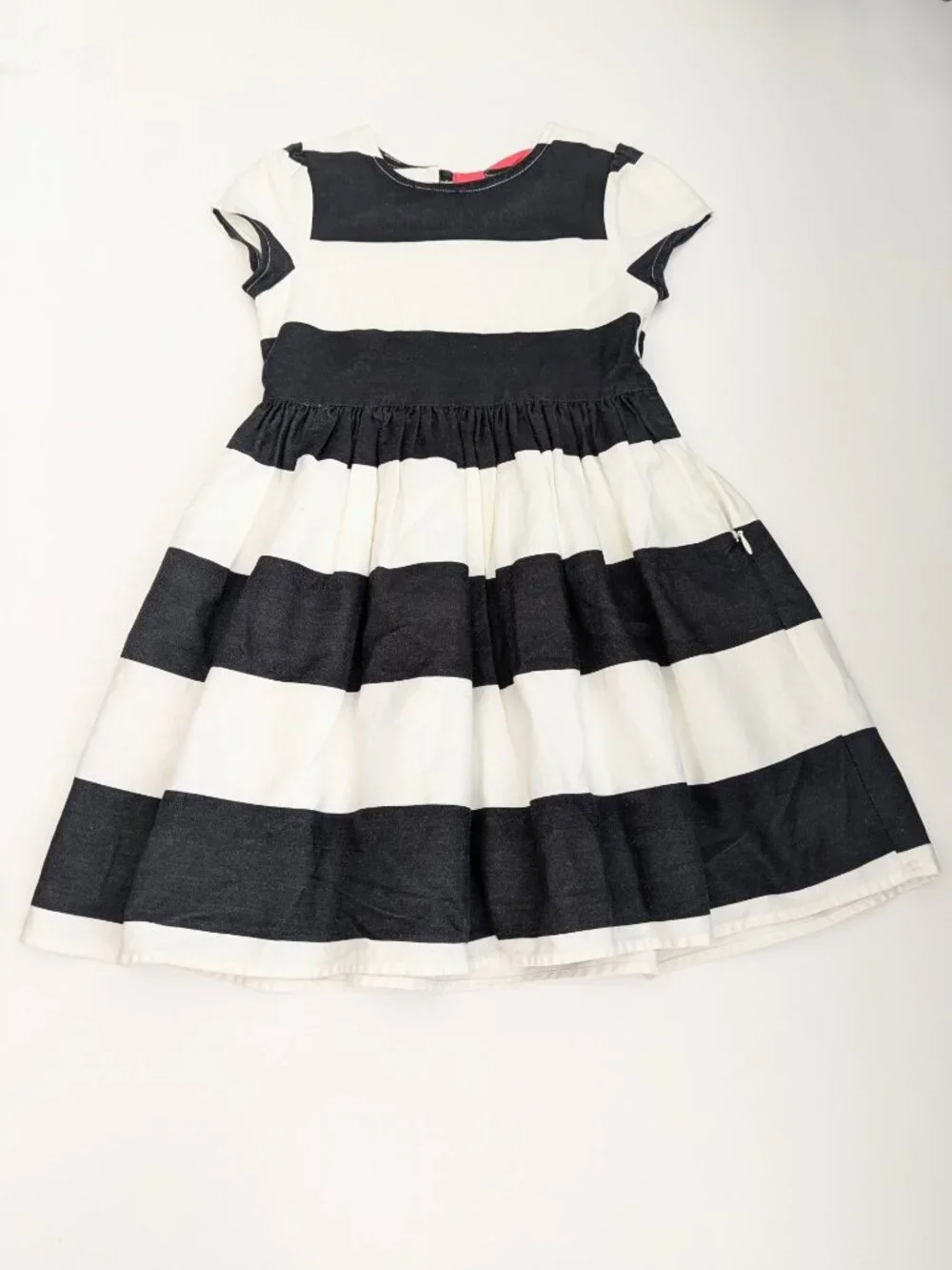 Gymboree Girls' (Size 5) Short- Sleeve Wide-Striped Party Dress w/Back Pink Bow